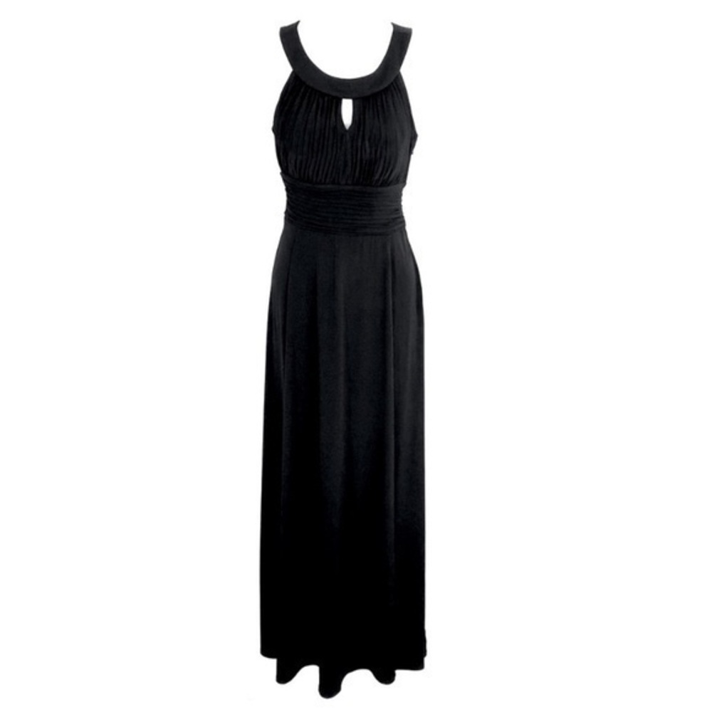 Sangria black keyhole halter jersey maxi dress DD21